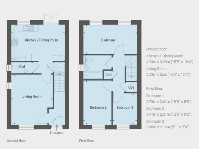 Floor plan, 3 bedroom house  - artist's impression subject to change